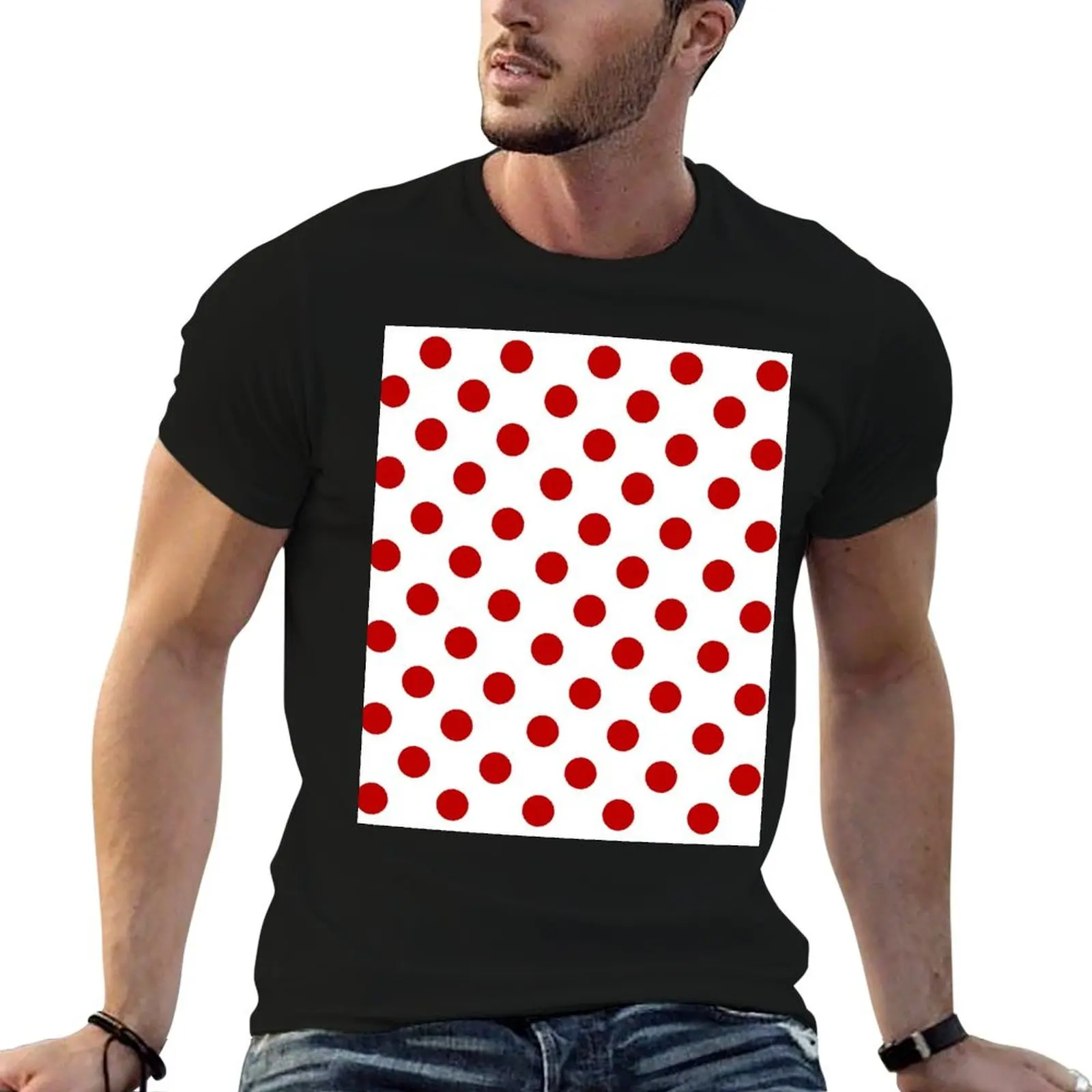 

cotton t shirts Red man shirt Polka custom White for funny T-Shirt with t Dots print