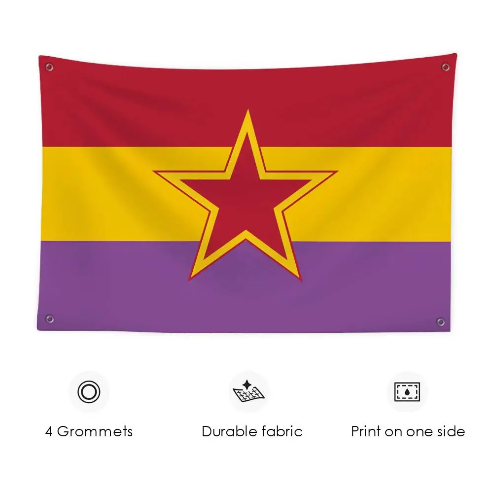 Spanische republikanische kommunistische Flaggen, individuelles Wandbehang-Kunstbanner für Schlafzimmer, Zuhause, Wohnzimmer, Außendekoration