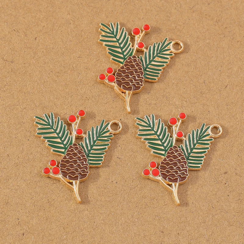 10pcs Fashion Enamel Plant Tree Leaf Charms Pendants for Necklace Earrings DIY Jewelry Making Accessories Supplies