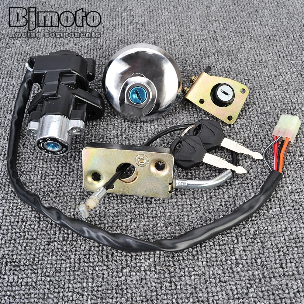 Motorcycle Fuel Gas Cap Ignition Switch Seat Lock with Key Kit For Suzuki GZ125 1998-2003 GZ250 1999-2011