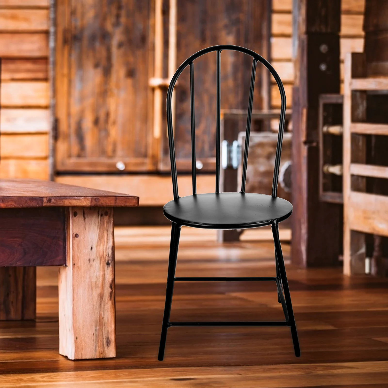 Żelazne Krzesło Miniaturowe Meble Domowe Urocze Gładkie Dekoracyjne Proste Realistyczne Rekwizyt Fotograficzny Mini Dekoracje Czarne