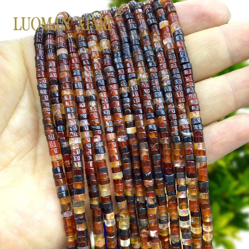 4x2MM Rondelle Natural Stone Dream Red Agate Flat Round Loose Spacer Beads for Jewelry Making Diy Bracelet Accessories