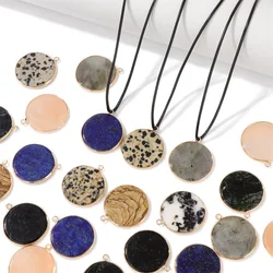 30mm Flat Round Stone Pendant Natural Labradorite Healing Reiki Charm Pendants for Jewelry Making Necklace Bracelet Earrings 1PC