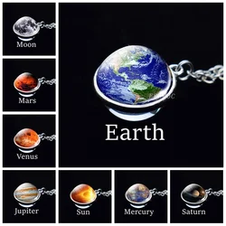 Solar System Necklace Moon Mars Earth Jupiter Planet Picture Glass Ball Necklace Galaxy Planet Jewelry for Women Dropshipping