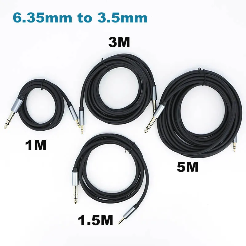 Cable TRS de 6,35mm a 3,5mm chapado en oro 6,5 1/4 pulgadas estéreo macho a 3,5 estéreo macho interconexión Cable Jack auxiliar estéreo de alta resistencia