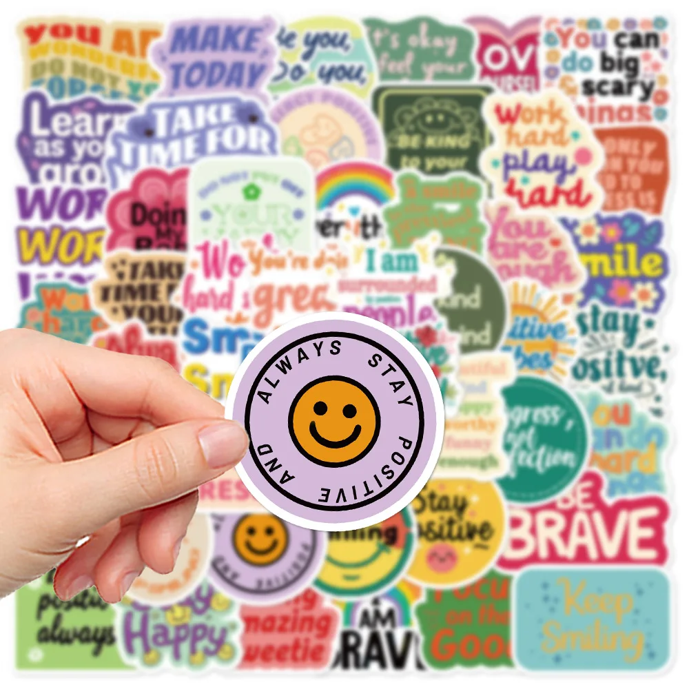 50PCS Positive Affirmation Stickers Kawaii Harajuku Skateboard Graffiti Decals Luggage Suitcase Bike Gift Phone Bike Stickers image 5