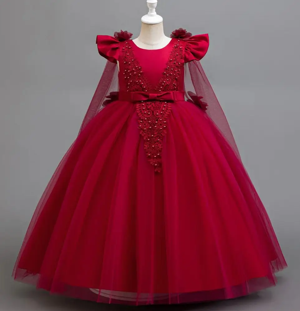 

Рождественское длинное платье для девочек, бальное платье, церемониальные праздничные платья для девочек, детская одежда от 4 до 12 лет