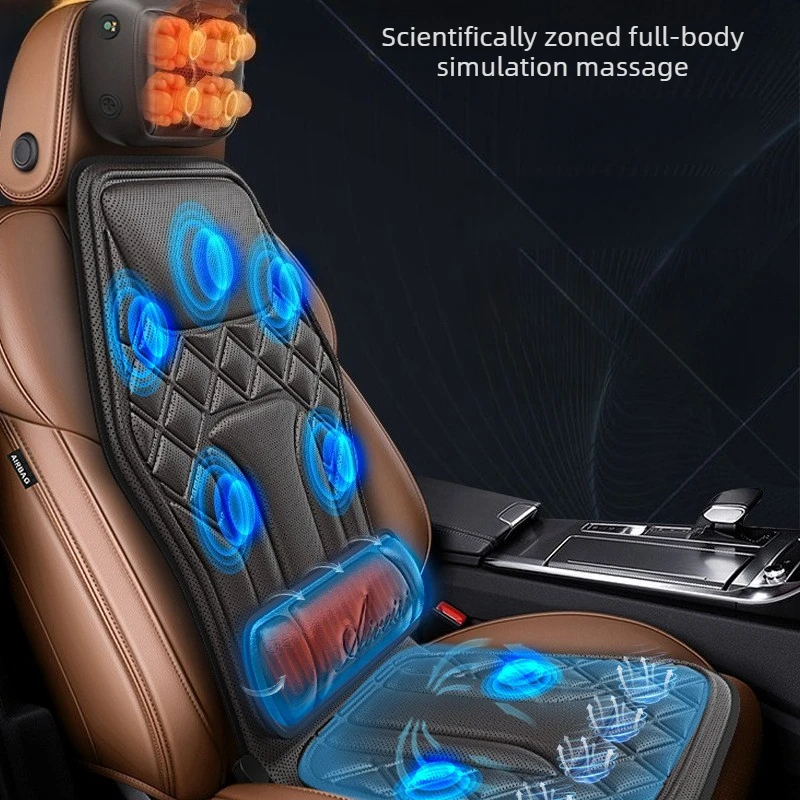 Multi-Function Car Massage Cushion for Neck Back, Heated Vibrating Ventilation Pad, Full Body Relaxer for Vehicle Seat