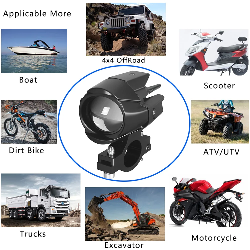 Auxiliary Led Headlights For Motorcycle Led Extra Lights Flashing 12-80V Long Range Additional ATV Moto Spotlights Fog Lights - view 3