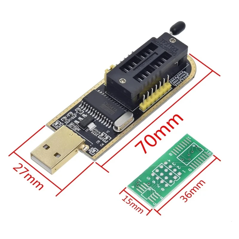 TZT CH341A CH341B 24 25 Series EEPROM Flash BIOS USB Programmer Module SOIC8 SOP8 Test Clip For EEPROM 93CXX / 25CXX / 24CXX