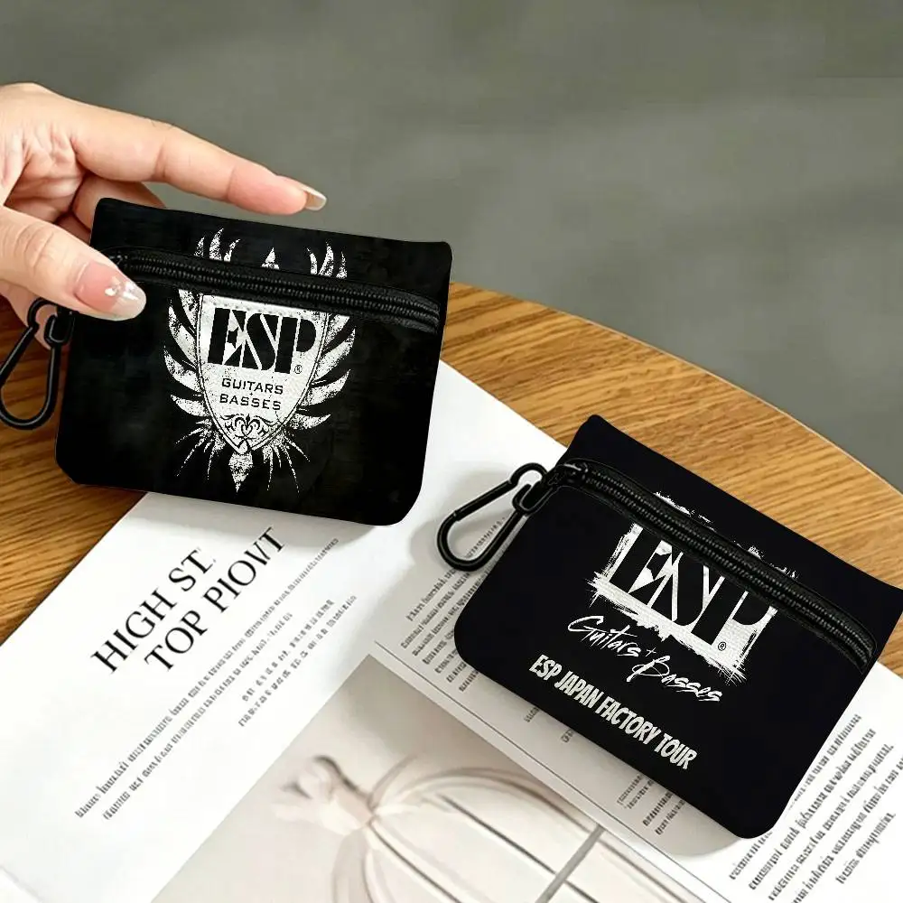 Rock HEAVY Esp Guitars Portable Oxford Fabric Mini Wallet Carabiner Design Small Coin Bag For Cards Keys Earphones