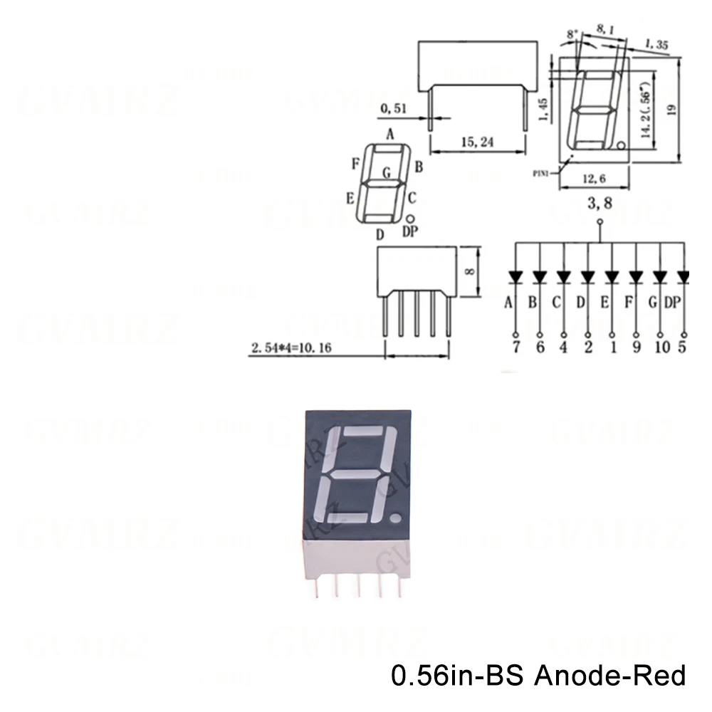 0.56inch Digital tube Common AnodeCathode Red 1 2 3 4 Bit digital Tube LED Display 7 segment 0.56 4bit Cathode/Anode 1bit