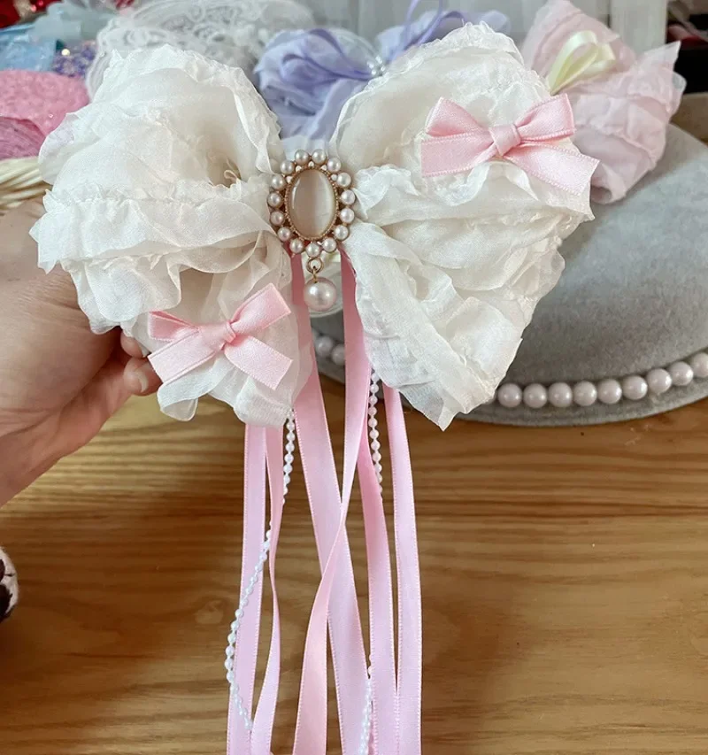 10Meters Lolita Ruffle Lace Ribbon Wide Chiffon Cotton Trim HairBow Headdress Headband Clips Material Cosplay Accessories Tape