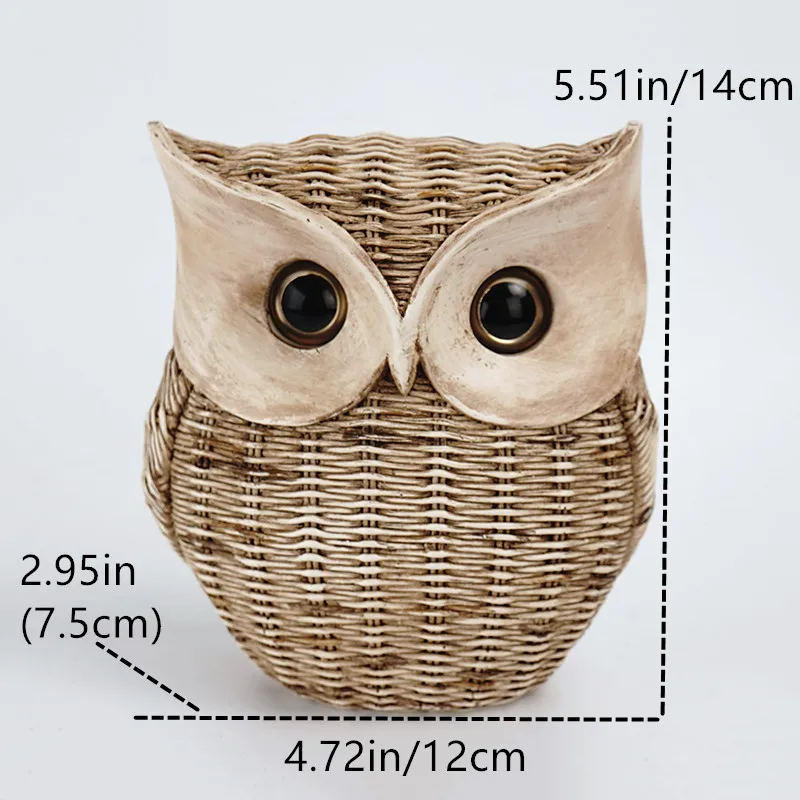 Resin Statues For Home Decor Animal Sculpture For Decoration Table Desk Ornaments Living Room Interior Figurine Vine Weaved Owl