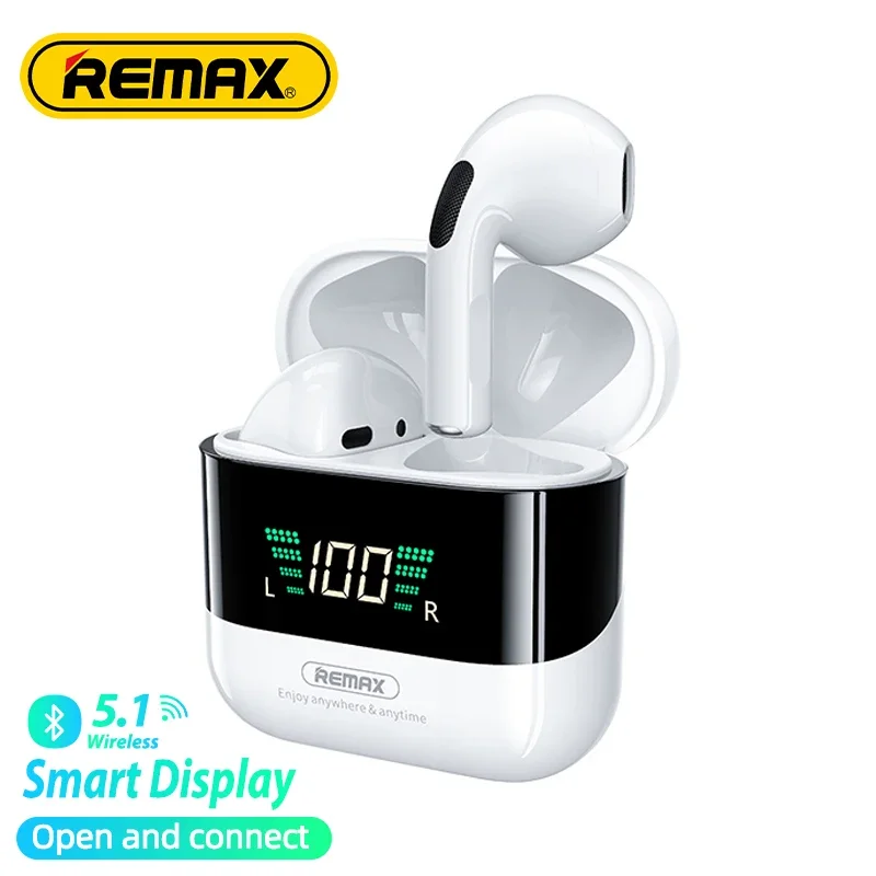 Remax TWS-10 Plus Динамические мини-HIFI Bluetooth-наушники с дисплеем в ухе Стерео Fidelity Музыкальные беспроводные наушники-вкладыши