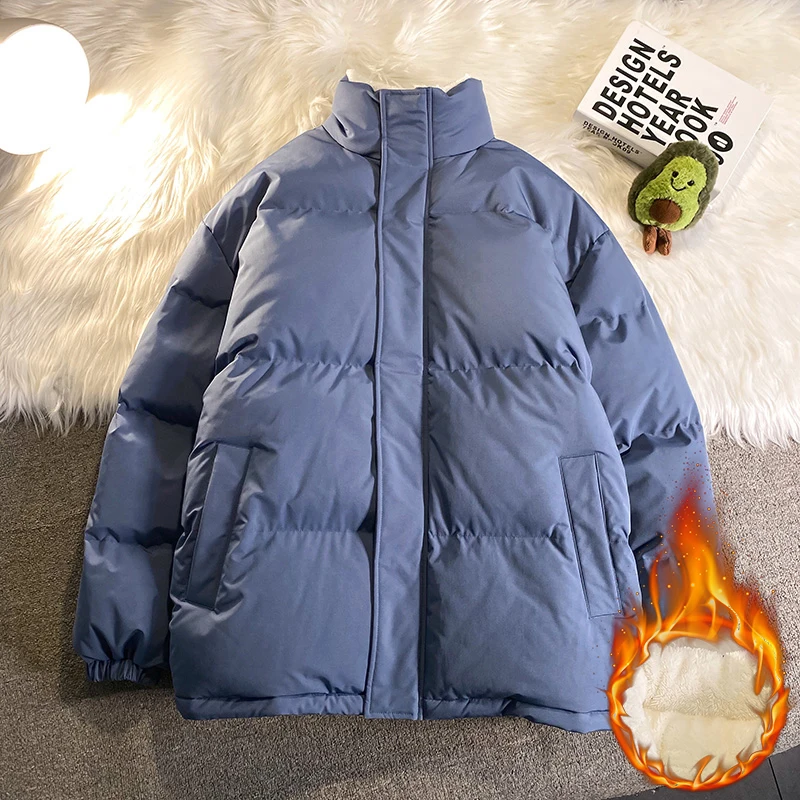 เสื้อแจ็คเก็ตพัฟเฟอร์บุขนแกะหนานุ่มสำหรับฤดูหนาว ผู้ชาย เสื้อพาร์กาแบบหนา สไตล์ลำลอง เสื้อแจ็คเก็ตบุใยสังเคราะห์แบบมีซิป แขนยาว สำหรับกิจกรรมกลางแจ้ง เสื้อโค้ทคู่รัก