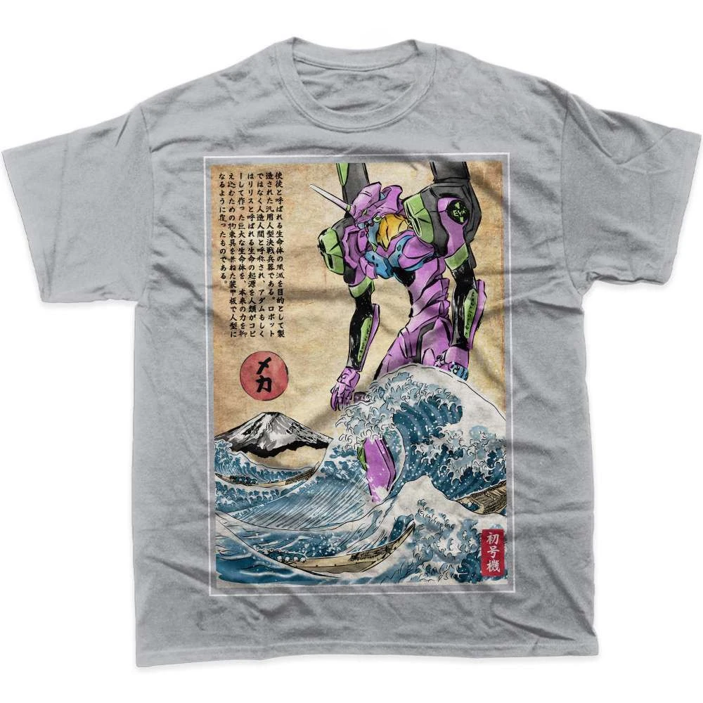 Bandai Neon Genesis Evangelion Graphic T-Shirt EVA-02 Men's Summer Fashion Oversize Street Casual Y2K Top Streetwear Clothing