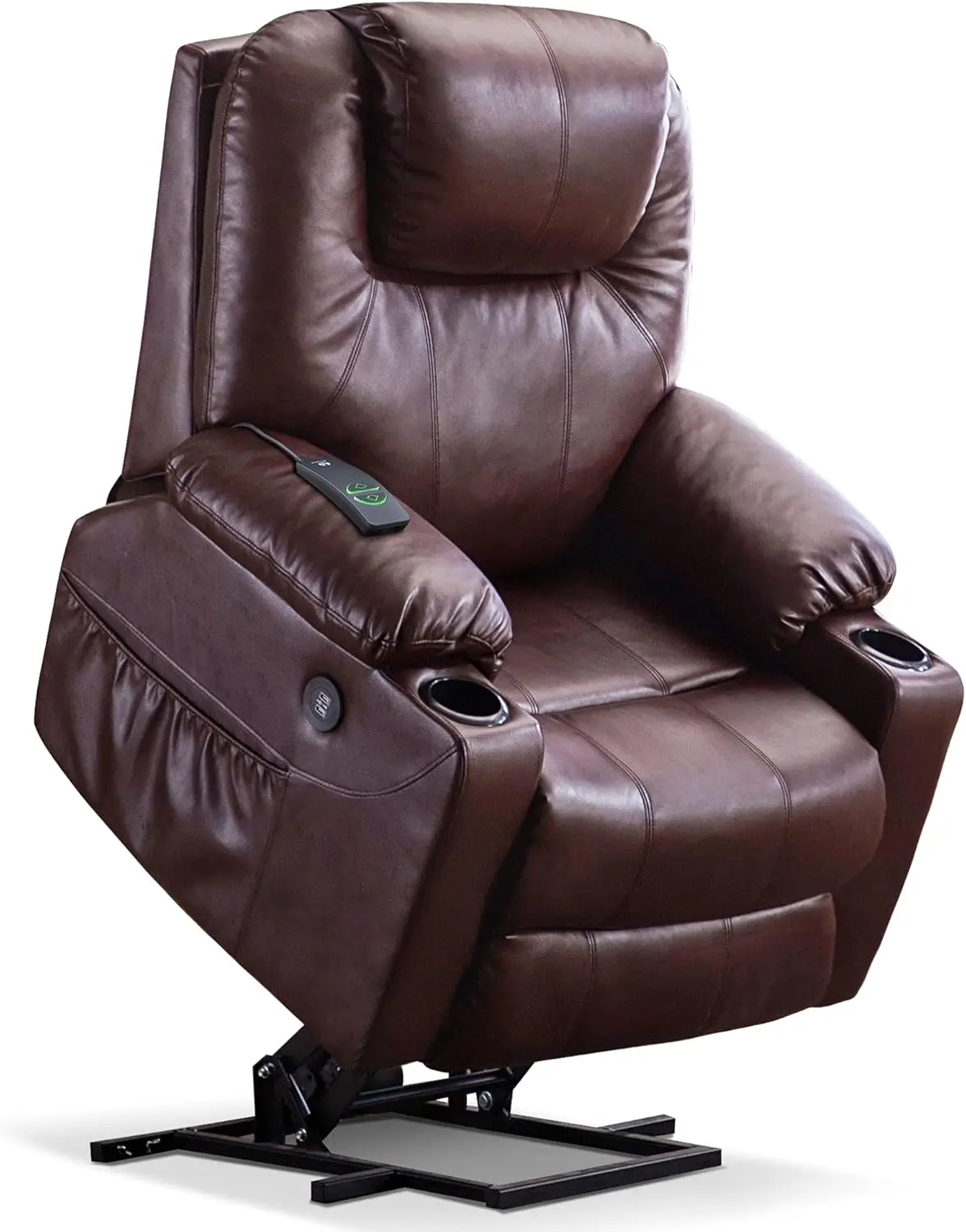 Electric Power Lift Recliner Chair Sofa with Massage and Heat for Elderly, 3 Positions, 2 Side Pockets, & Cup Holders, USB Ports