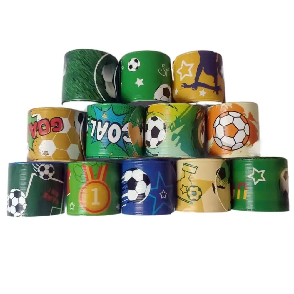 12 Uds anillo de mano fútbol Papa círculo Snap Wrap decoración niño Slap Band Favor pulsera fútbol Clap Circle suministros para fiestas