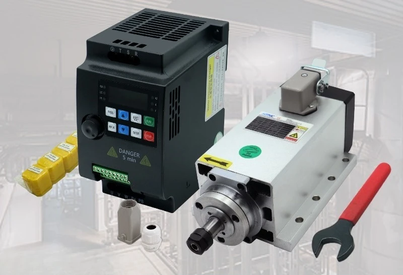 Square Air-cooled Spindle Motor Engraving Side Hole Cutting Machine 1.5KW High-speed 2.2 Electric Spindle Power Flash