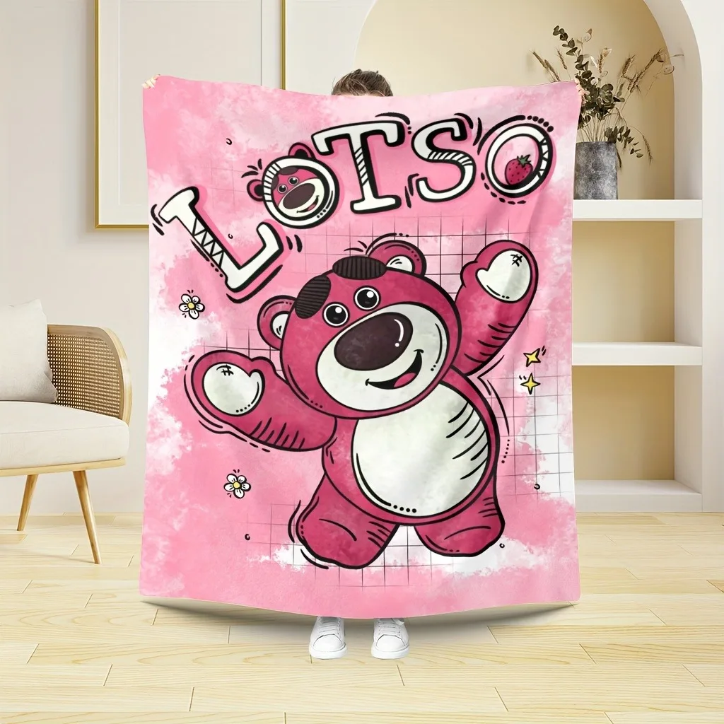 

1PC Cute Lotso Bear Printed Blanket ,Multifunctional blanket suitable for home, outdoor, travel, camping, nap cover blanket.