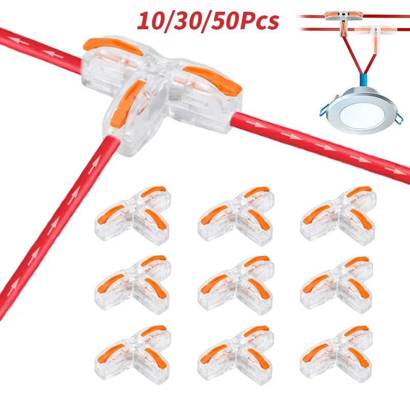 Electrical Cable Connector T Type Lever Wire Connector 2/3/4 Way Quick Splice Terminal LED Light Home Electrical Wiring Splitter