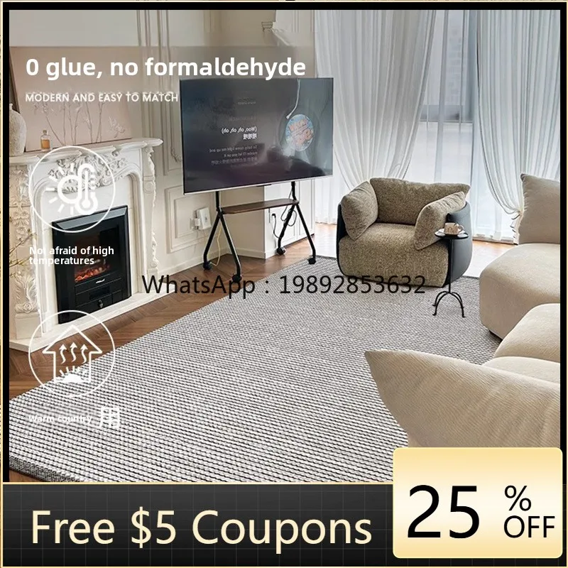 1YFY Hand-Woven Non-Adhesive Wool Living Room Carpet Vintage Italian Style