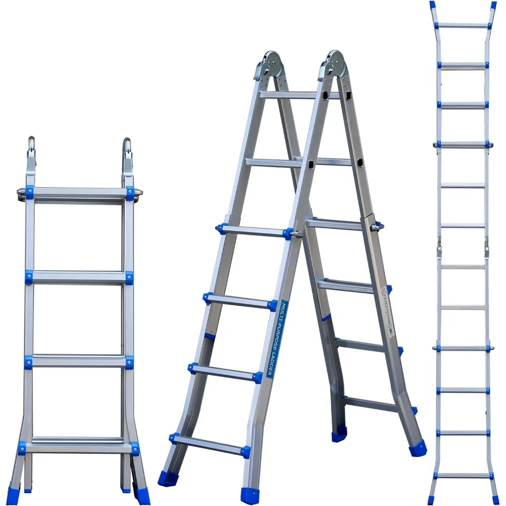 

Складная телескопическая лестница, алюминиевая стремянка 14 футов для лестниц на крыше в помещении и на открытом воздухе