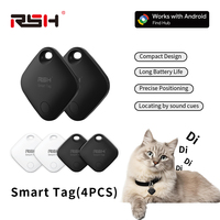 RSH 4PCS Android GPS Trackers Support Xiaomi Overseas Pixel Tecno Samsung Smart Tag Work with Google's Find Hub Finder Locators
