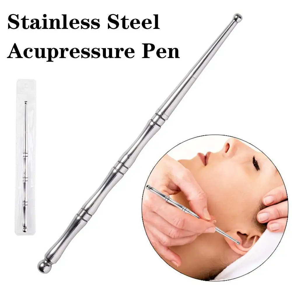 

Ручка для акупрессуры из нержавеющей стали, спа-акупунктурная ручка, укрепляющий массаж кожи, рефлексология лица, массажный инструмент Гуаша