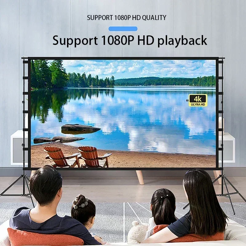 Projector Screen with Stand 100/120in Portable Projection Scree n 16:9 4K HD Rear Front Projections Movies Scren with Carry Bag