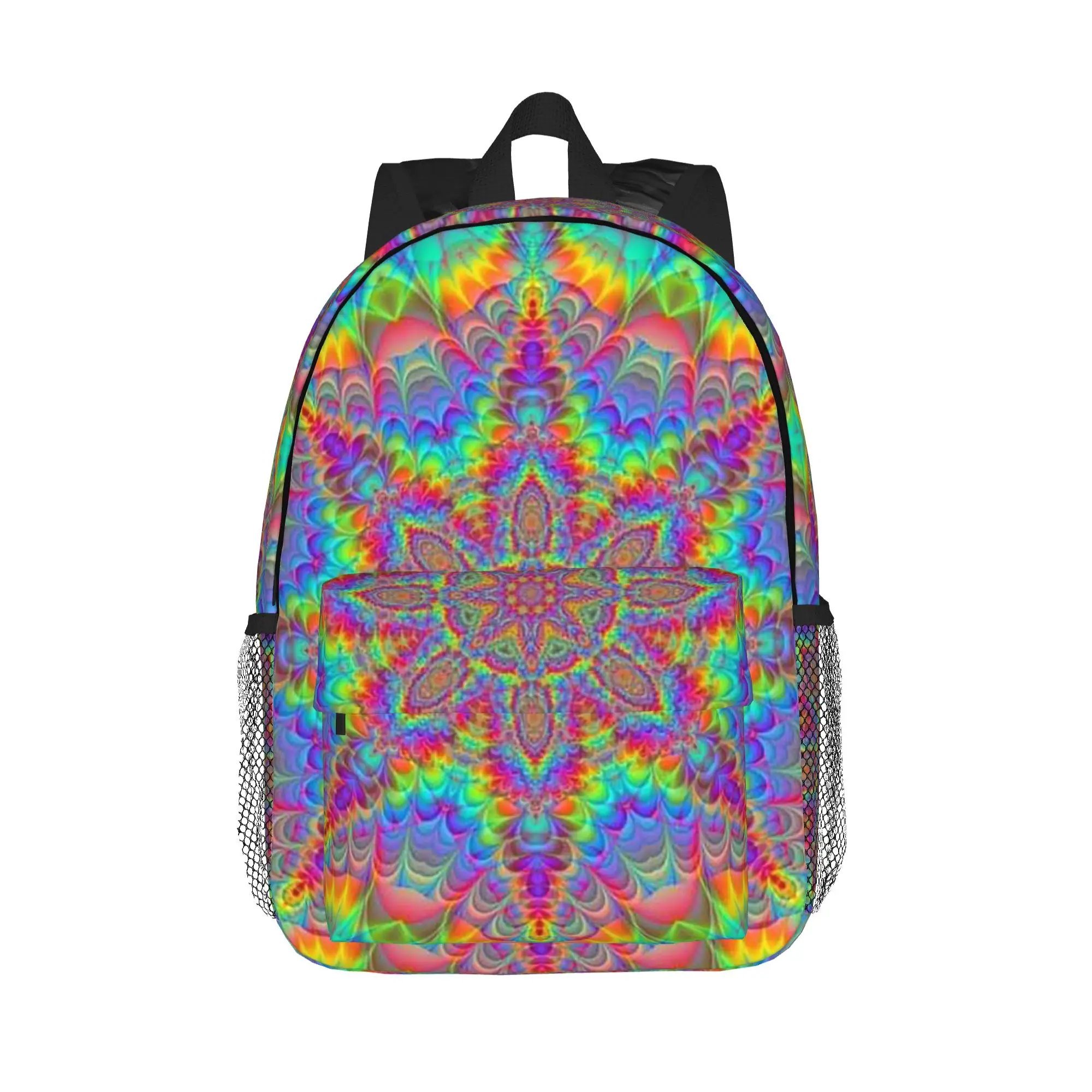 Psychedelic Black with Vibrant Magic Pattern Backpack Hot Sale Daypack Boys Girls BookBag Shoulder Bags for Men Women School Bag