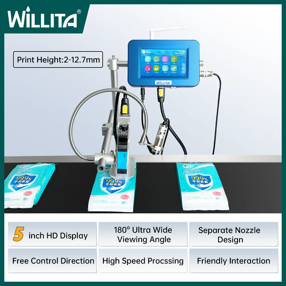 

Willita 12.7mm Industrial Online TIJ Inkjet Printers for Expiry Date QR Code Barcode Logo Production Line Thermal Coding Machine