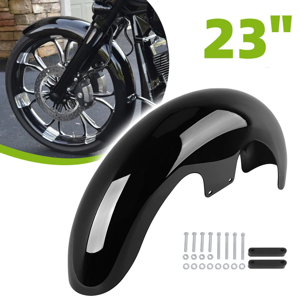 

Motorcycle 23" Front Fender Black Mudguard Cover Protector For Harley Touring Road King Electra Street Glide Custom Baggers CVO