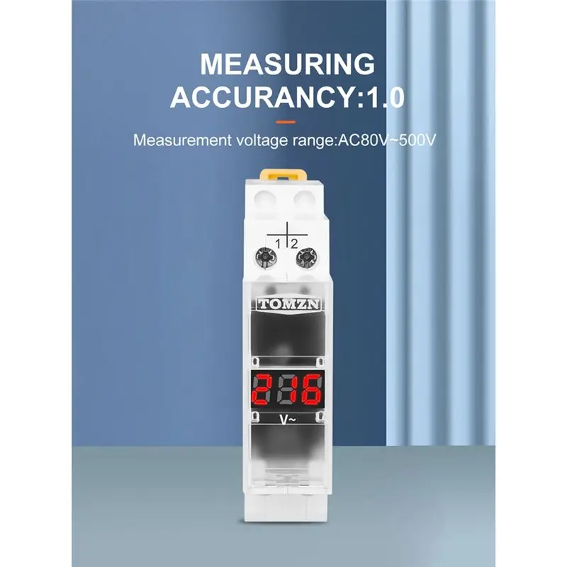 A99X  Din Rail Single Phase Voltage Meter AC 40-500V Modular Voltmeter Gauge Indicator LED Digital Display Voltmeter, White