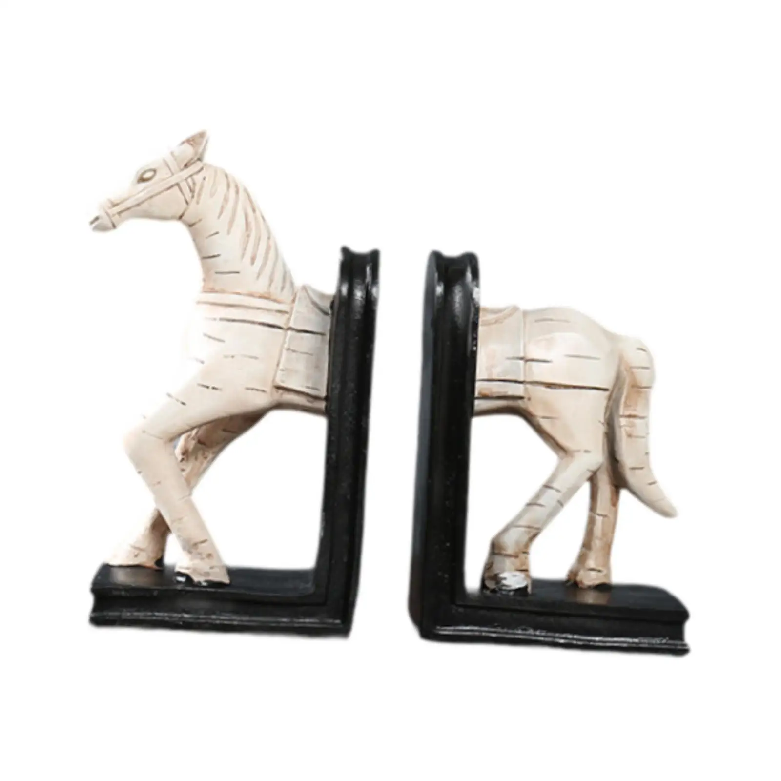 

Decorative Bookends Resin Book Stand Horse Statue for Shelves Home Table