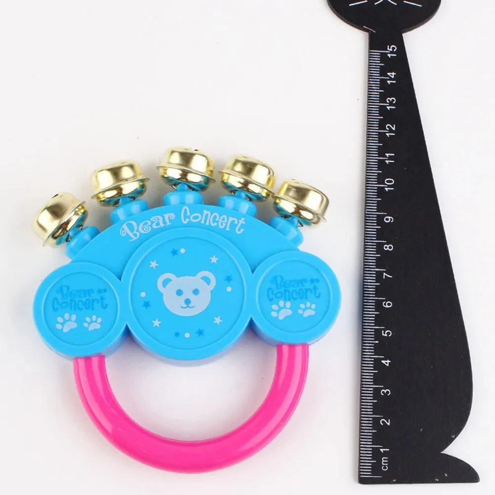 6個入りハンドヘルドスレイベールベル、クマ柄、クリアな音色の楽器、赤ちゃん・幼児向けの教育用、リズム発達に役立つキッズ用