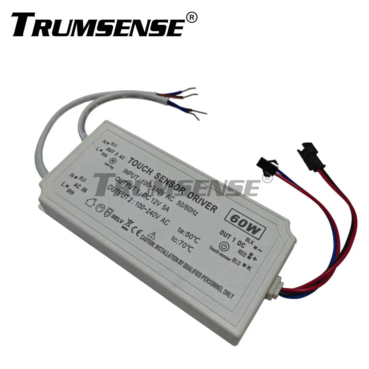 Trumsense 60W Built-in Relay Power Adapter STT60AR AC 100 to 240V Input DC 12V 5A AC 100 to 240V Output for Mirror Touch Sensor