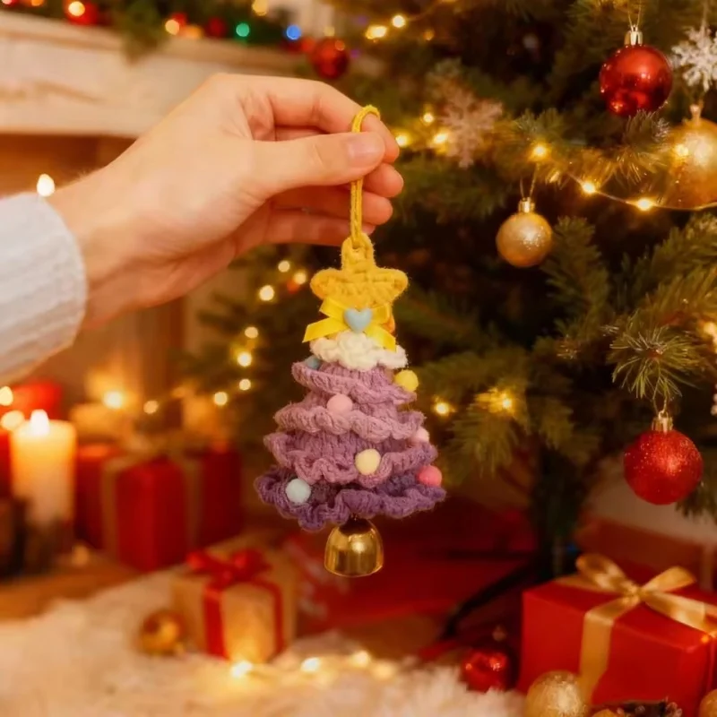 

4PCS Christmas Decor Ornaments Christmas Tree cute Yarn crocheting Hanging Decorations Pendants Xmas DIY Hangings Home Decor
