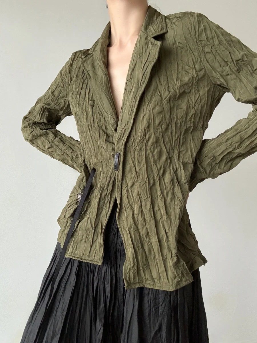 Petrarchan Sonnet getextureerde gevouwen dames irt uniek ontwerp zomer nieuwe Sle Commute Sle Long Sve polyestervezel