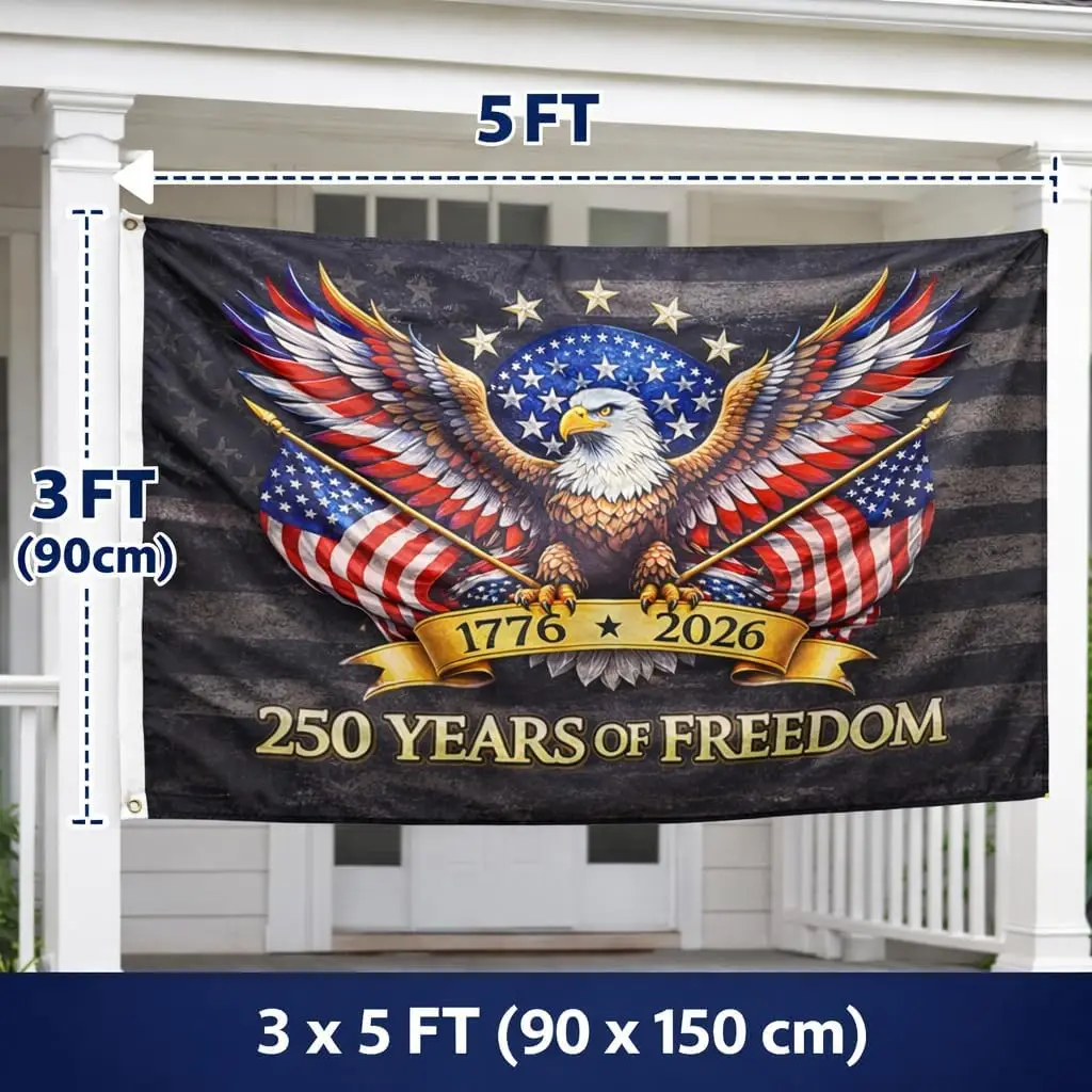 3x5 Ft Garden Flag Polyester Vertical Large Yard Flag USA 250th Anniversary Flag 3x5 FT, Single Layer Lightweight Outdoor