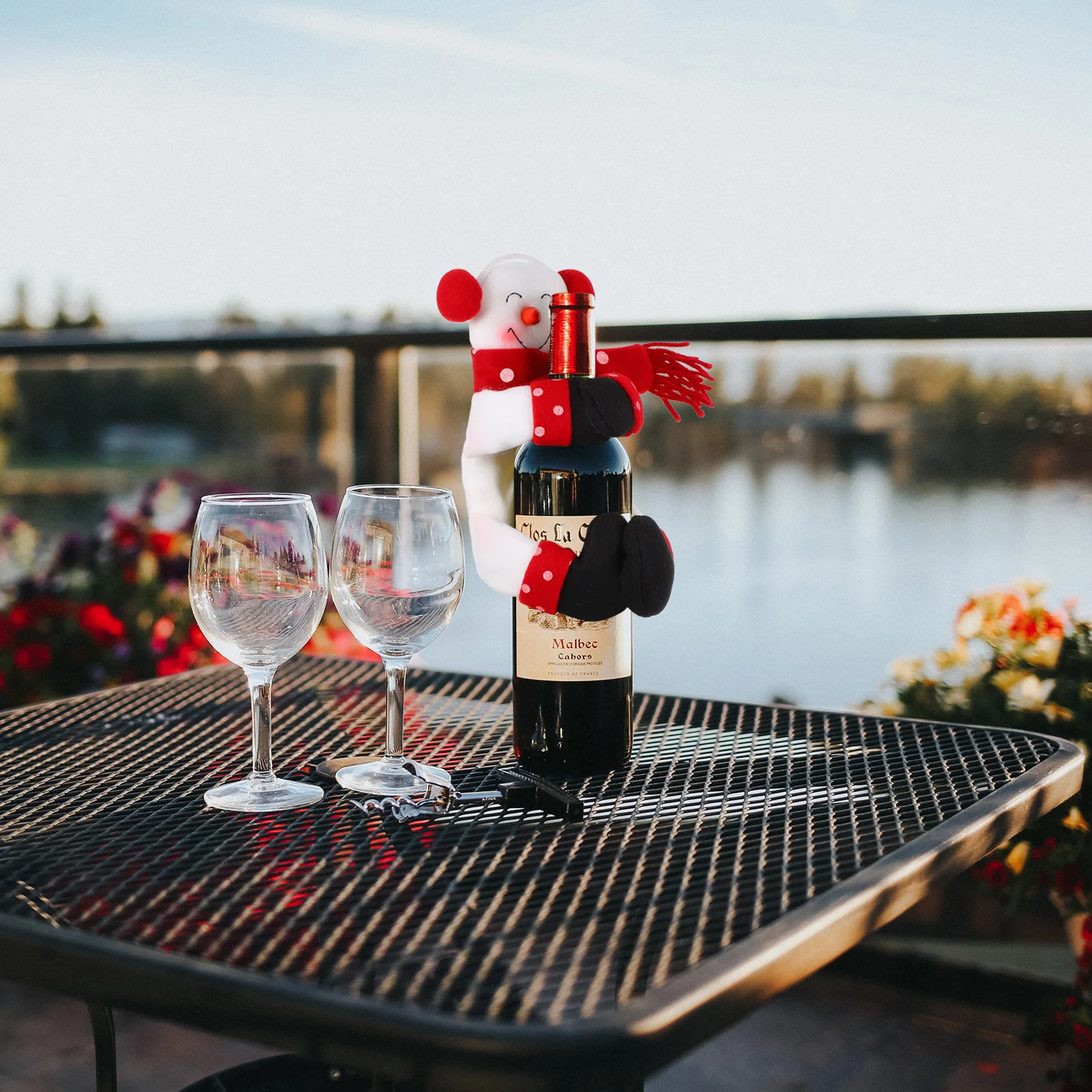 

Snowman Christmas Wine Bottle Cover Xmas Beer Wine Cover Easy Wash Reusable Add Happy Ambiance Party Kitchen Table Decoration