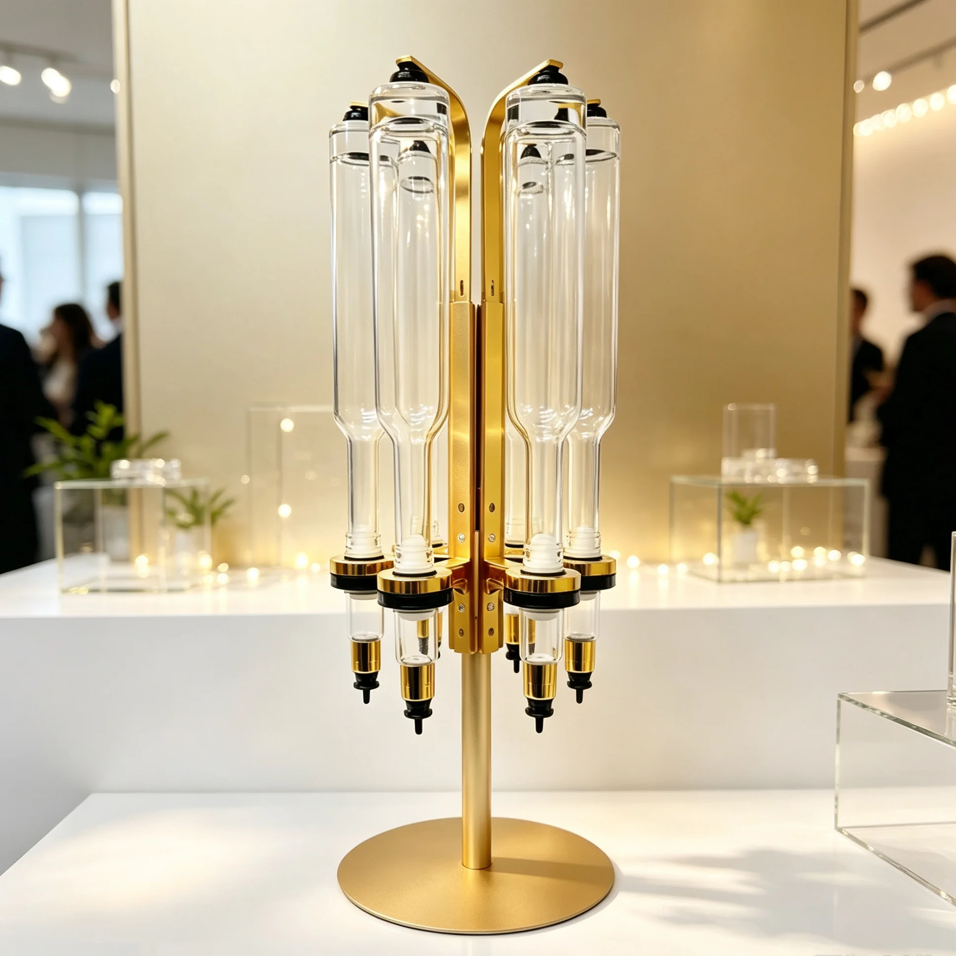6 Bottle Tabletop Perfume Decant Stand Gold and Silver Round Rotatable 375/500ml Suitable for Weddings Parties and Events