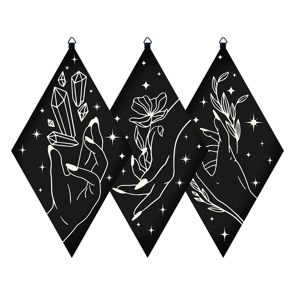 Hands Wall Decor Minimalist Boho Wooden Wall Art Black Rustic Farmhouse Tarot Pendulum Hanging Sign Board Decoration for Home