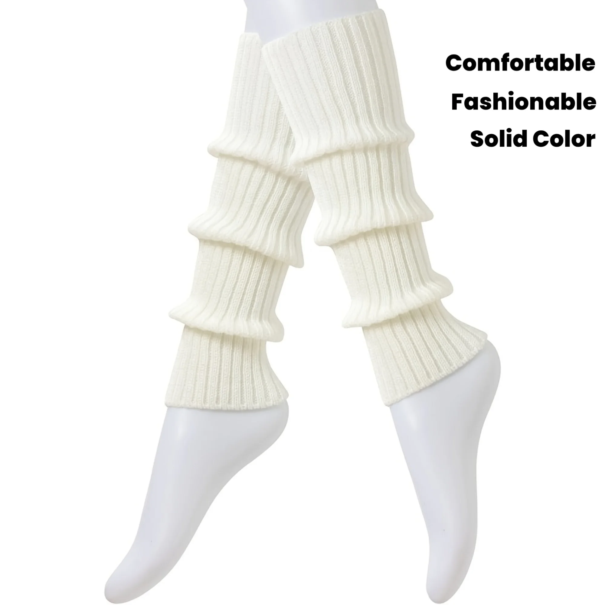 Warm Leg Warmers Soft Stretchy Plaid Cuff Socks Hand-Washable Solid Color Socks Playful Stylish Dance Casual Cold Weather Wear