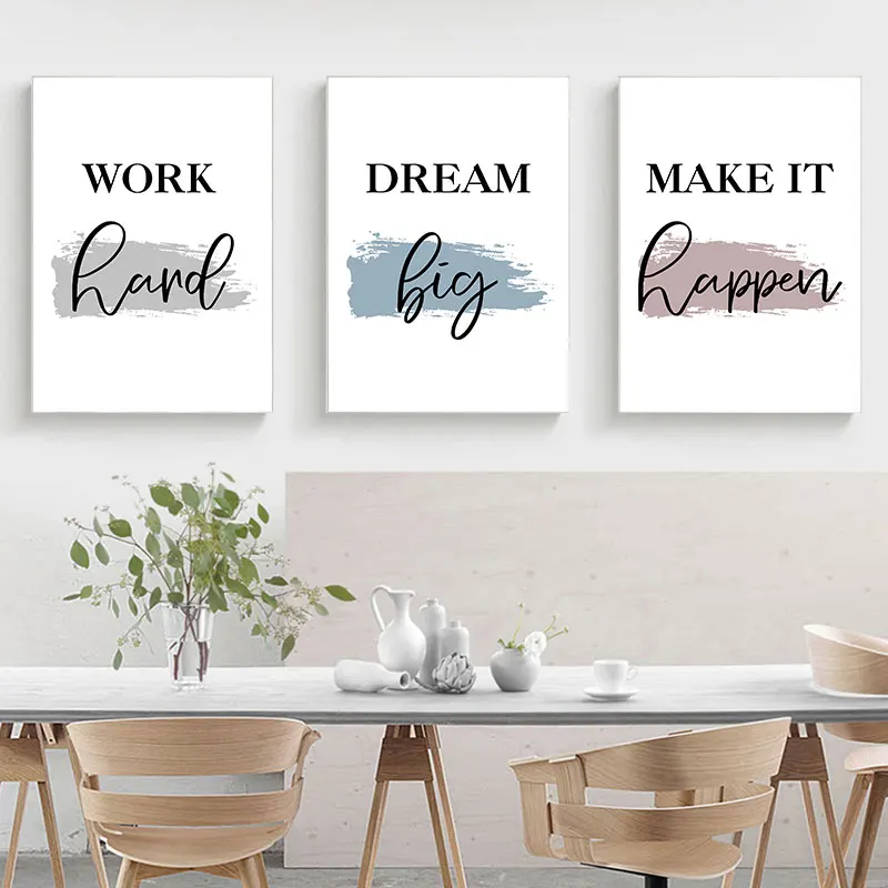 Brush Style Inspirational Words Canvas Art Poster Prints Modern Motivational Wall Decorative Picture for Living Room Office