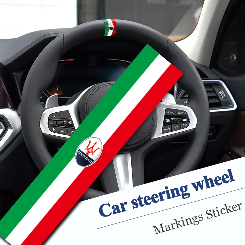 Pegatinas para volante de coche, calcomanía de bandera nacional para Maserati Levante Ghibli MC20 Grecale Quattroporte GranTurismo Pres, 1/5/10 Uds.