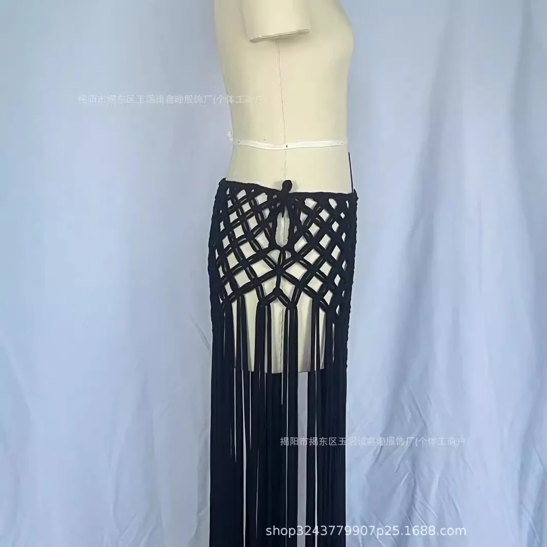 H240813 Bohemian Style Sexy Hot Fringed Skirt Women's Handwoven Hip Skirt Fashion Cut-out Design Hip Skirt Haute Couture