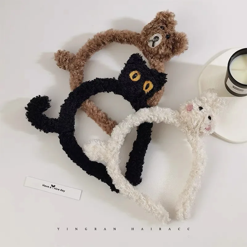

Cute Cartoon Plush Washing Face Headband for Women Fall Winter Versatile Non Slip Hair Hoop Fashion Hair Clip