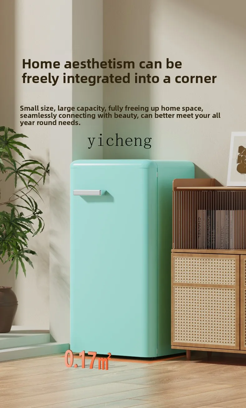 ZC [First-Class Energy Efficiency] Refrigerator Light Green Retro Single Door Small Household Refrigeration Freezing